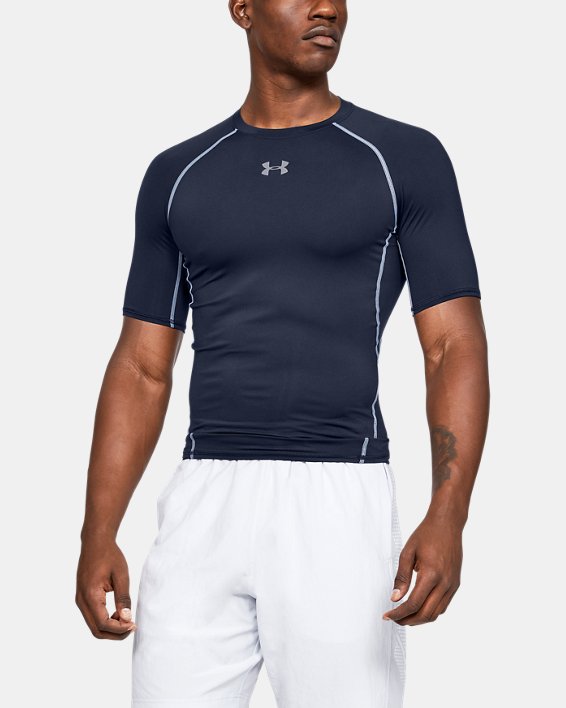 Men's UA HeatGear® Armour Short Sleeve Compression Shirt, Navy, pdpMainDesktop image number 0